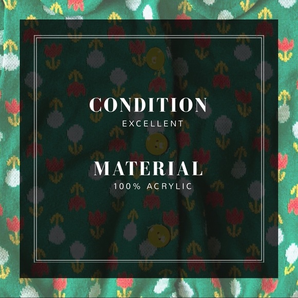 Vintage Floral Cardigan - Vintage Girls Clothes, 80s 70s Kids, Christmas Sweater - Picture 5 of 5